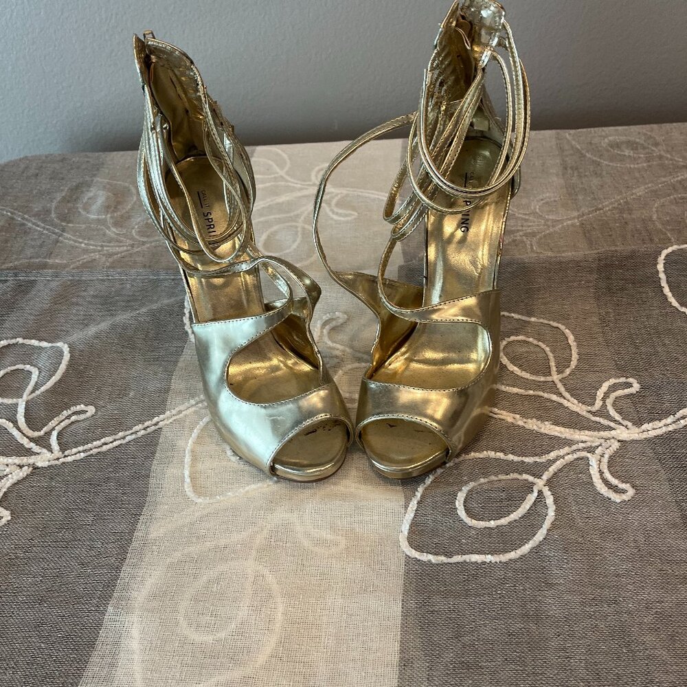 Woman’s Metallic Gold Heel